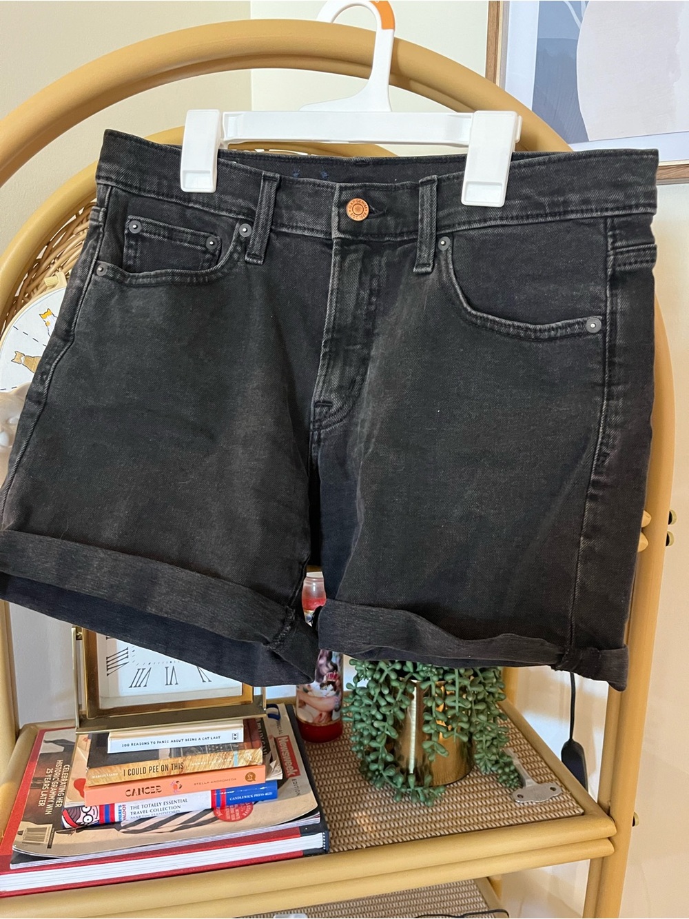 GAP Black Rolled-Hem Denim Shorts